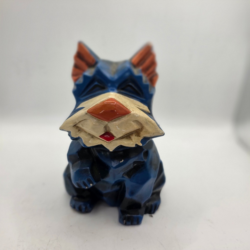 Napcoware Japan Blue Cat Figurine Geometric Ceramic National Potteries MCM